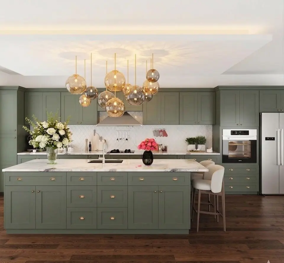 Aston green door style in a rendering of a room