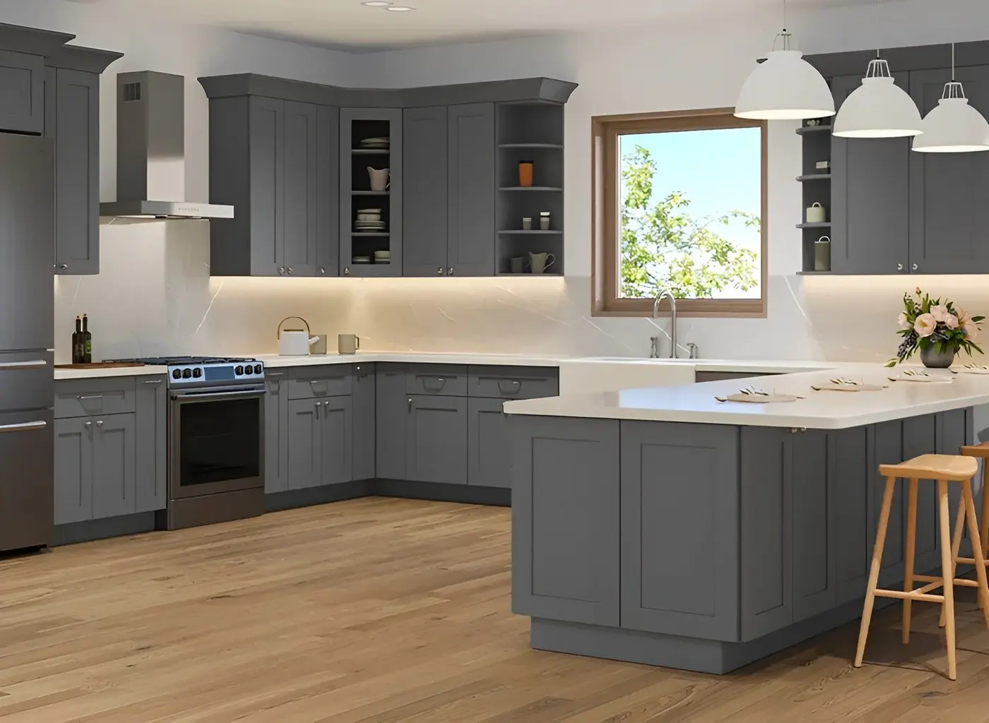 French grey door style in a rendering of a room