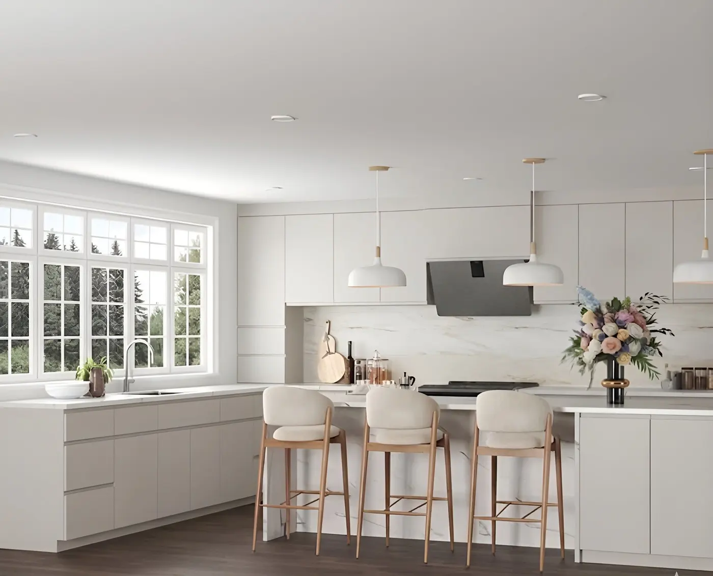 Matte ivory door style in a rendering of a room