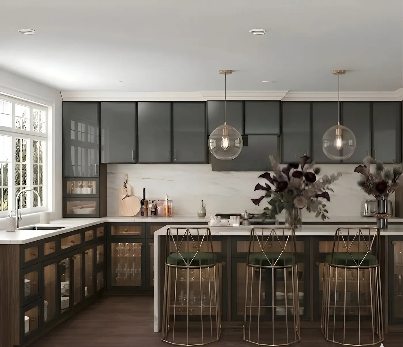Midnight glass door style in a rendering of a room