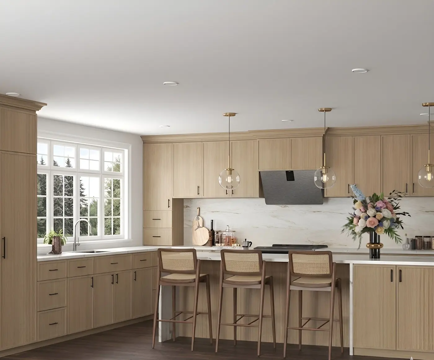 Oak blonde door style in a rendering of a room
