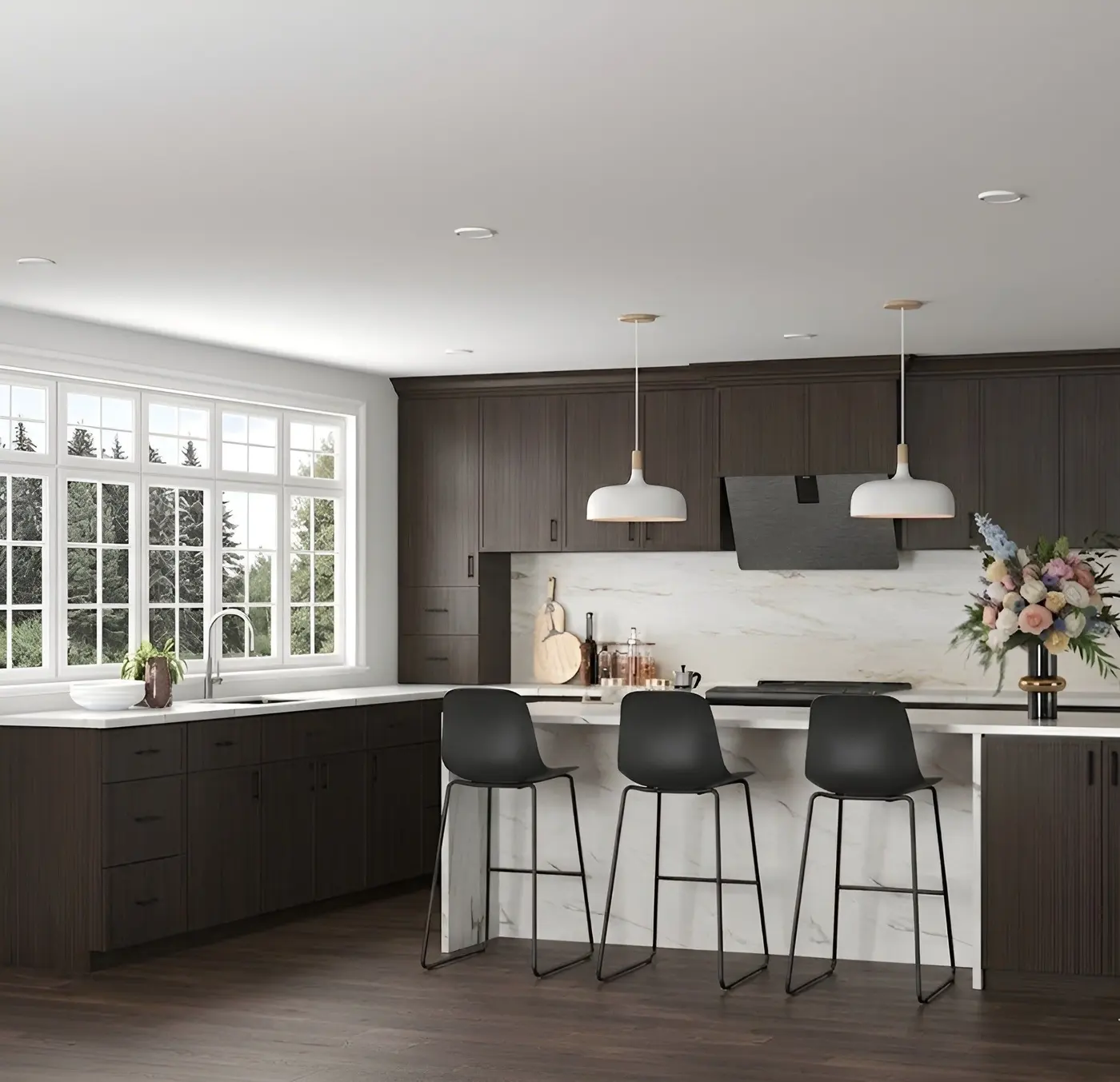 Oak shade door style in a rendering of a room