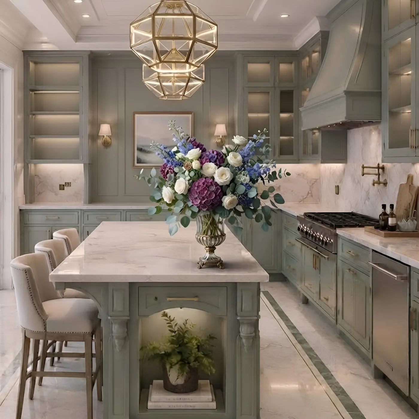 Sage breeze door style in a rendering of a room