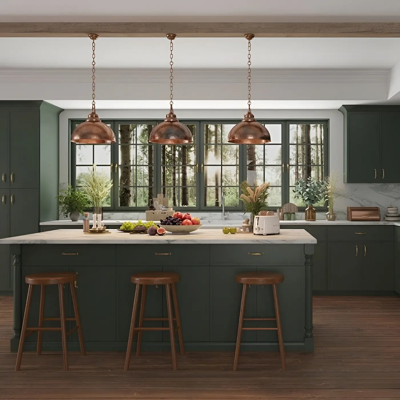 Slim aston green door style in a rendering of a room