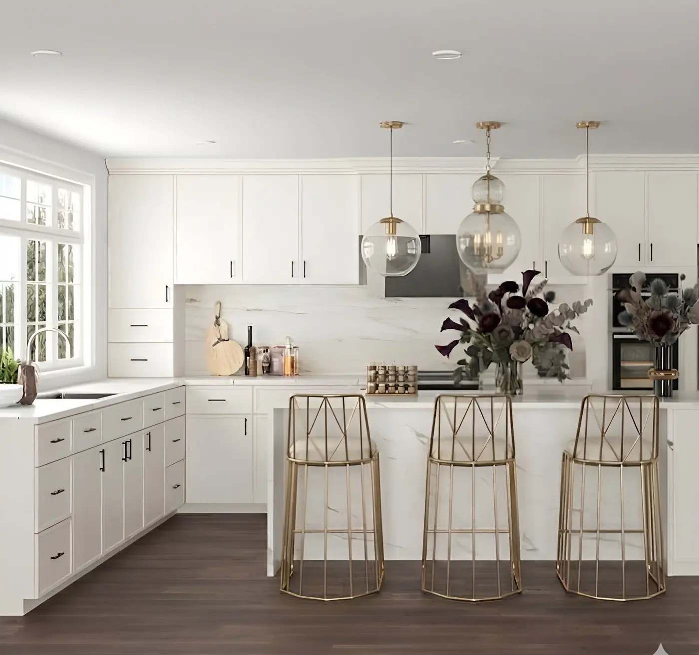Slim dove white door style in a rendering of a room