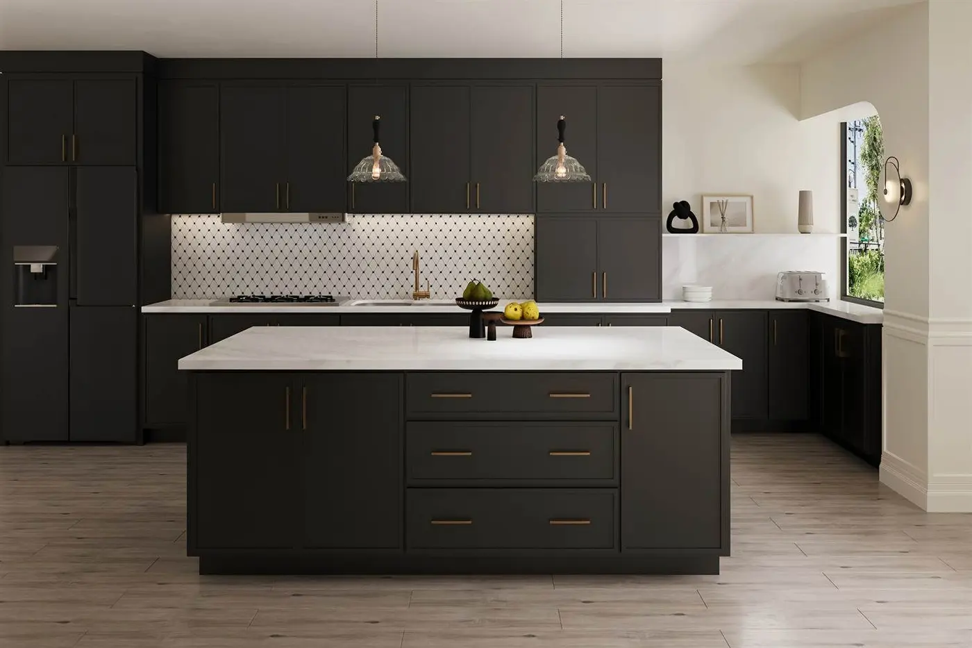 Slim shaker, black door style in a rendering of a room