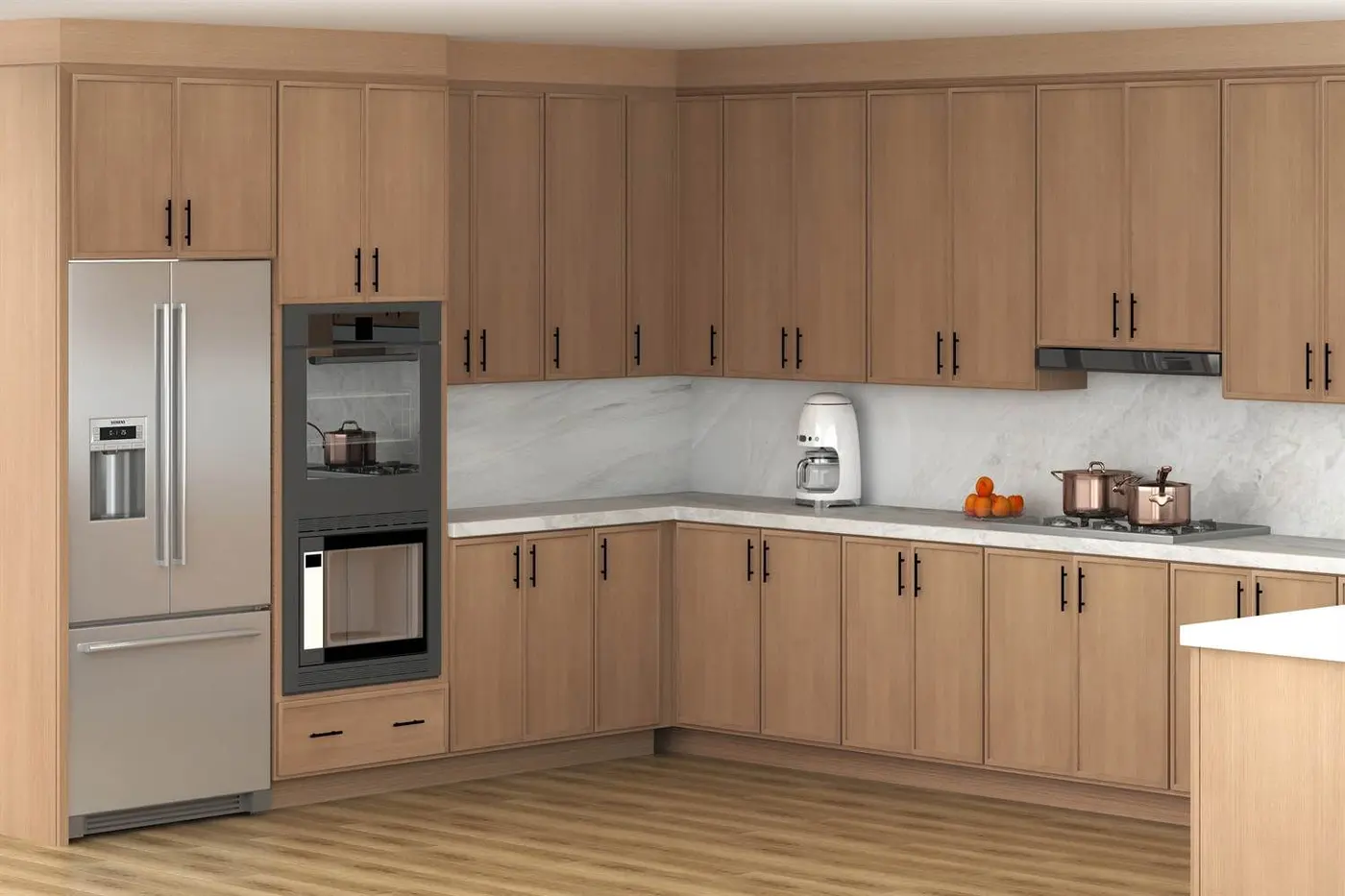 Slim shaker, oak door style in a rendering of a room