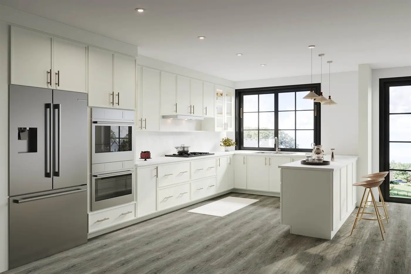 Slim shaker, white door style in a rendering of a room