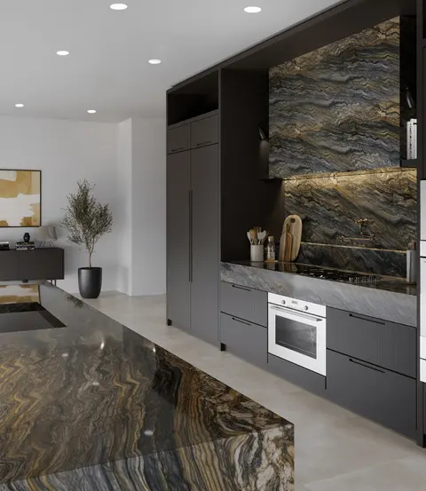 Fusion stone in a rendering of a room