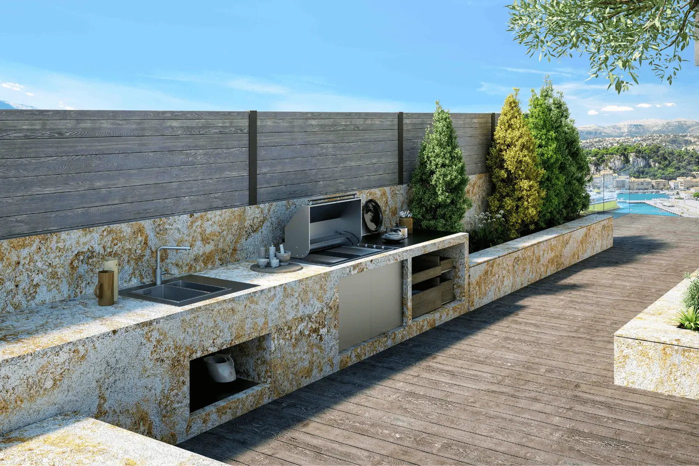 Namib Gold stone in a rendering of a room