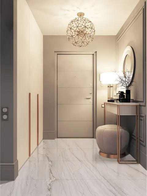 White Macaubas stone in a rendering of a room