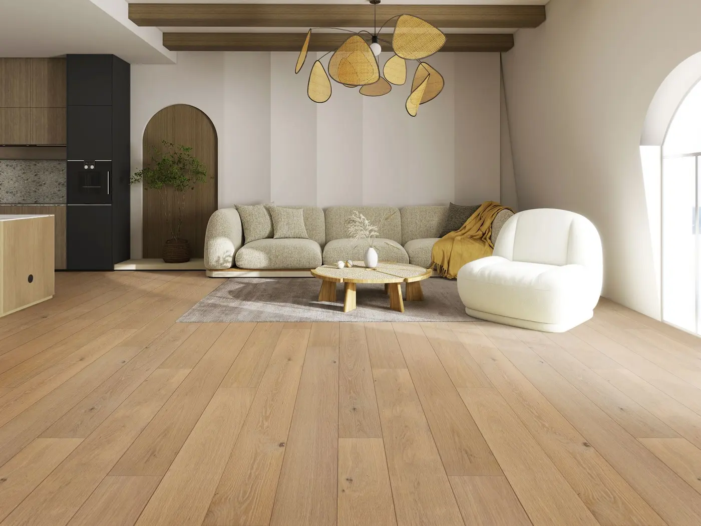 Oatmeal floor in a rendering of a room