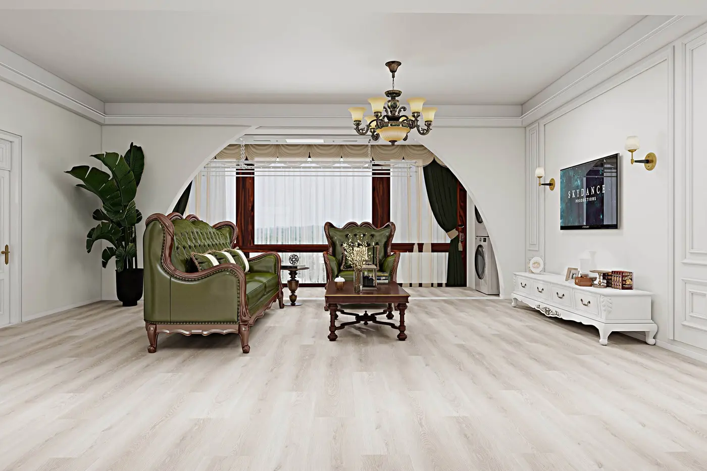 Pebble Gray floor in a rendering of a room