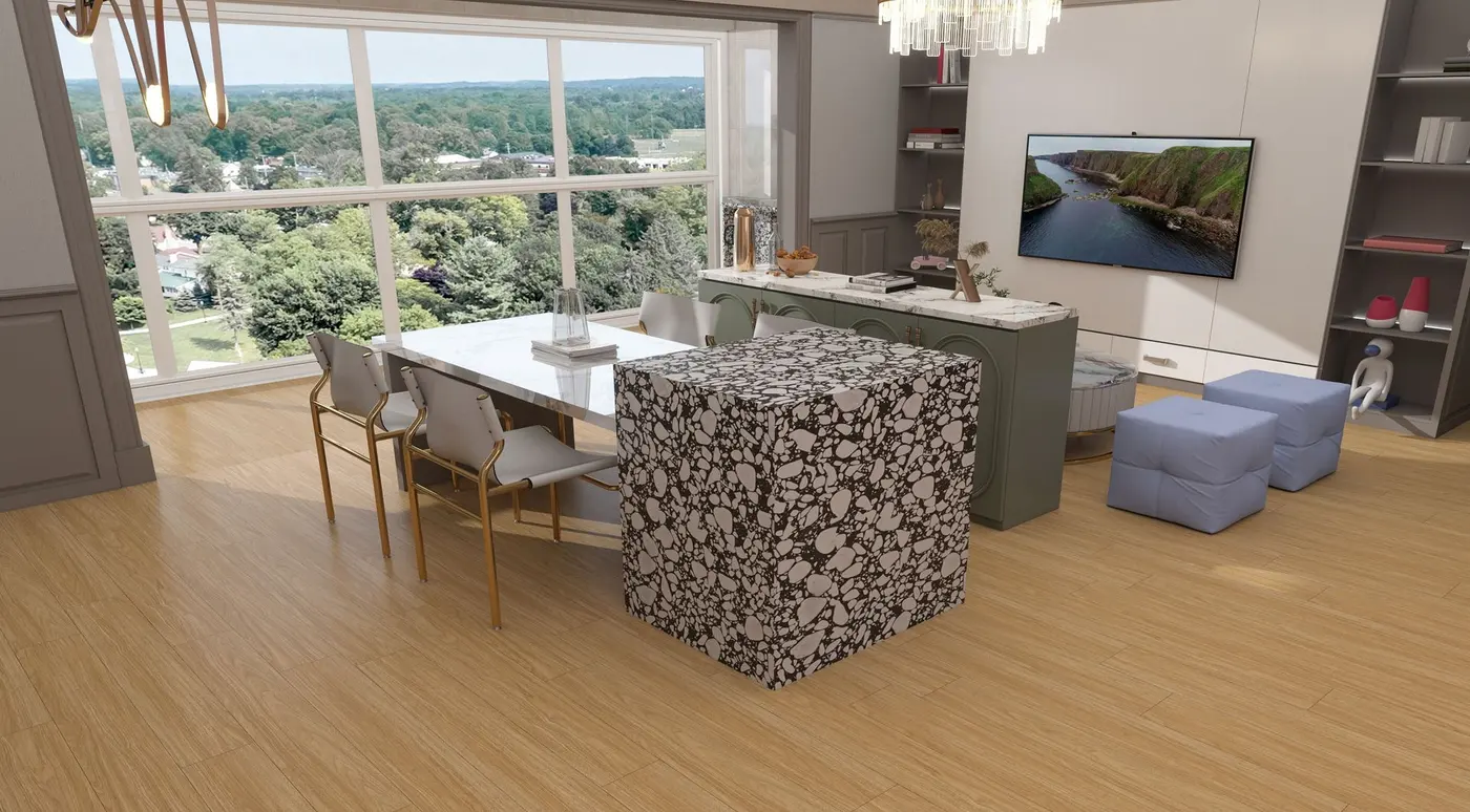 Pecan Shell floor in a rendering of a room