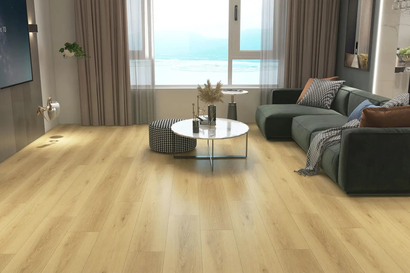 Sunbaked floor in a rendering of a room