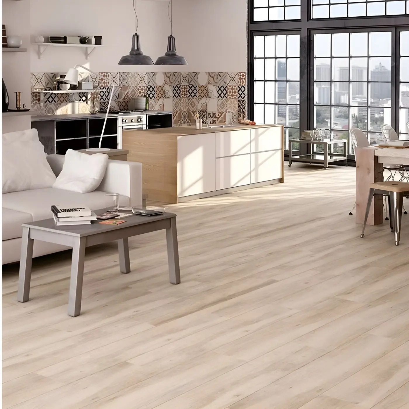 Anadon beige tile in a rendering of a room