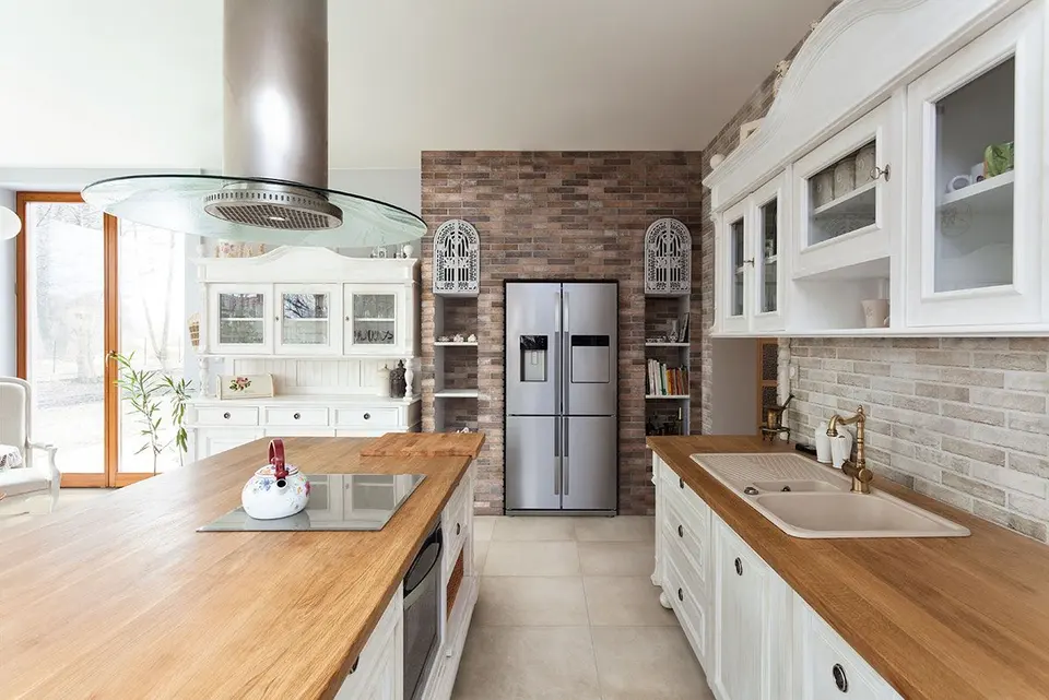 Brickstone, red tile in a room