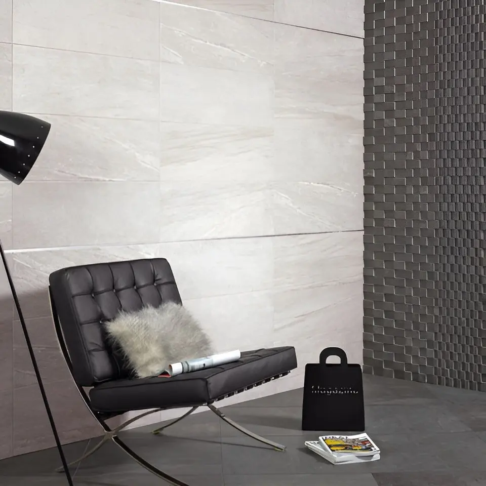 Materia gris tile in a rendering of a room
