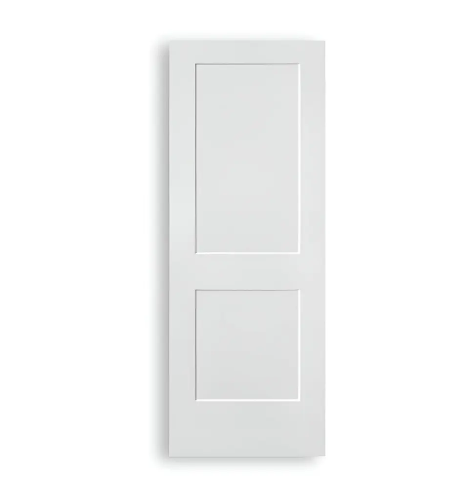 2-panel shaker prehung door, hollow core, shown as a flat sample