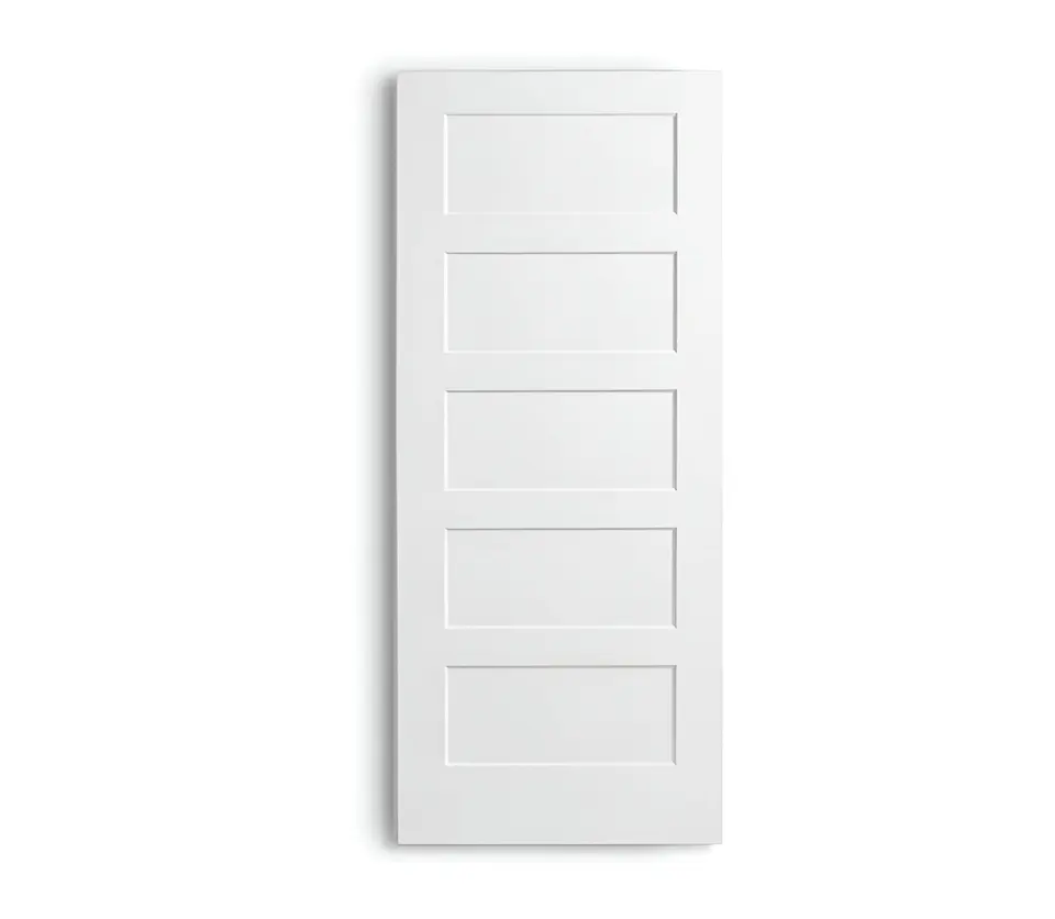 5-panel shaker prehung door, solid core, shown as a flat sample