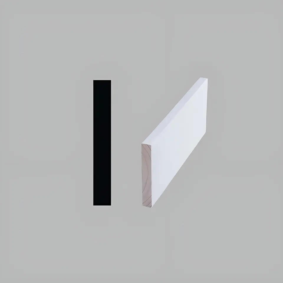 Flat baseboard, 3 1/2", unfinished MDF, shown as a flat sample