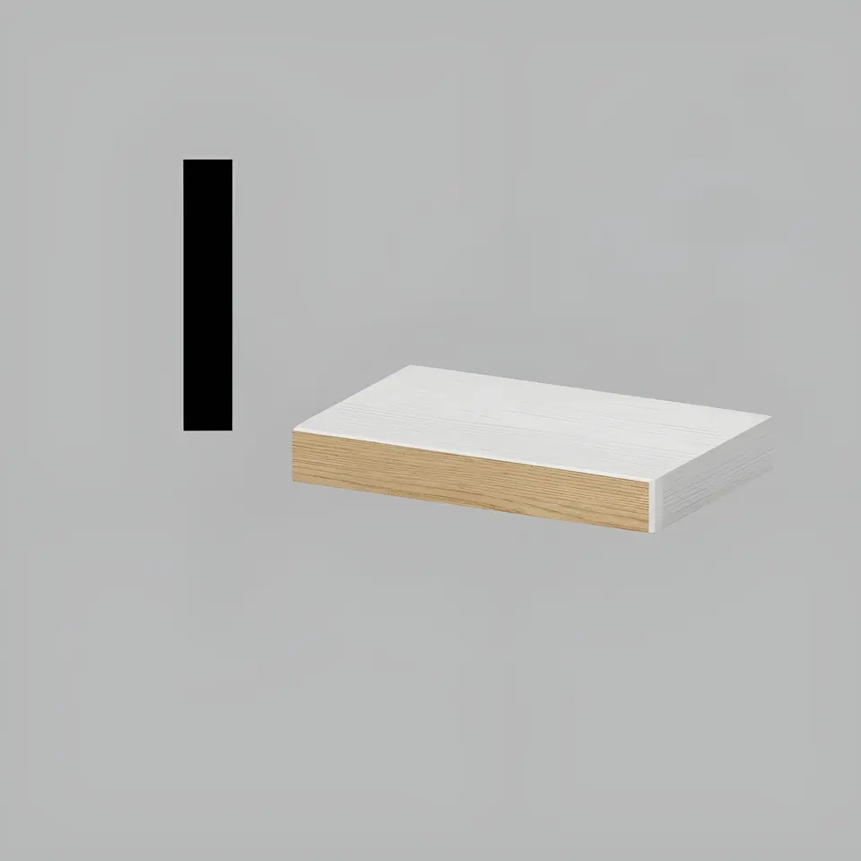Flat baseboard, 5 1/2", primed MDF, shown as a flat sample