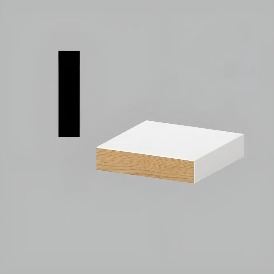 Flat baseboard, 5 1/2", unfinished pine, shown as a flat sample