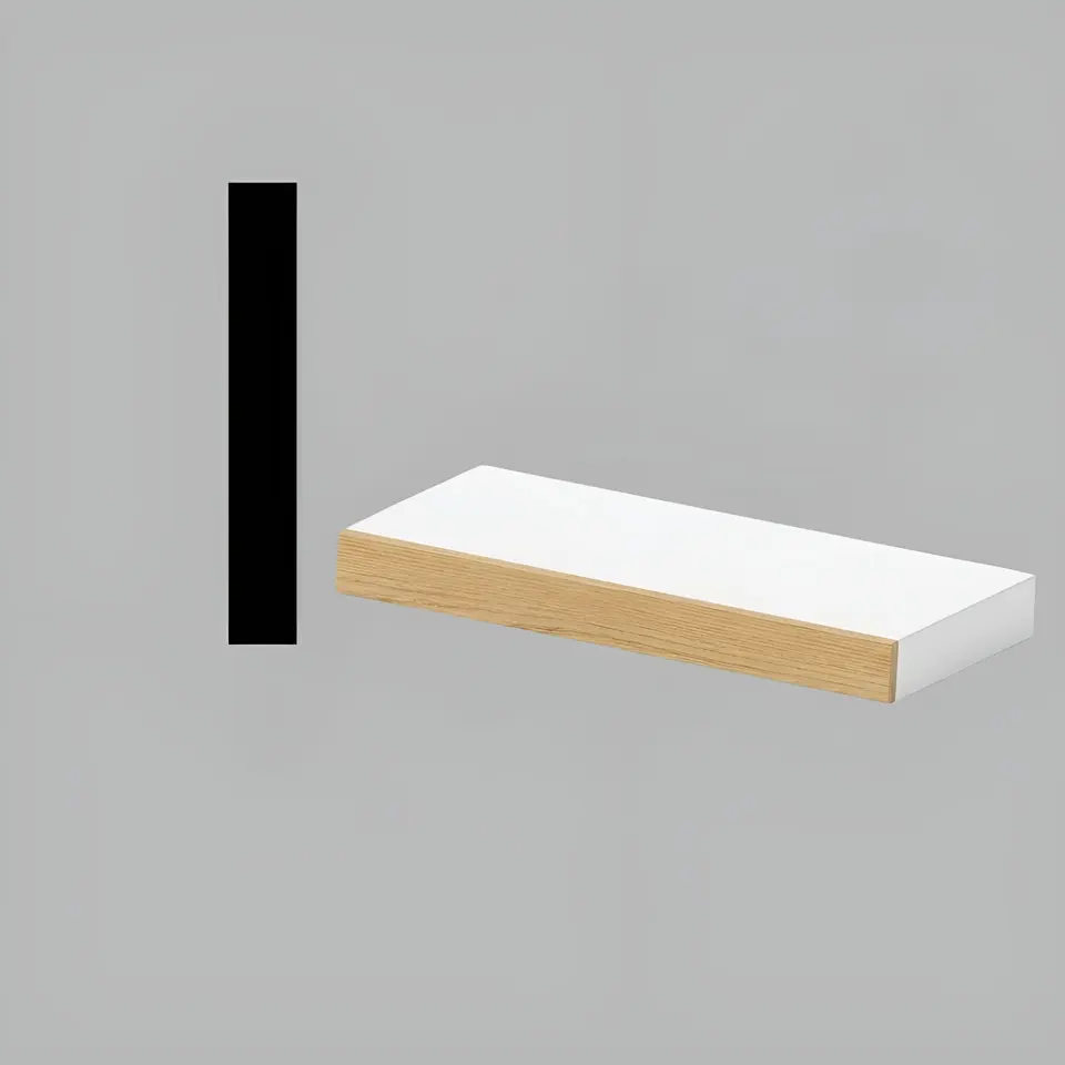 Flat baseboard, 7 1/4", primed MDF, shown as a flat sample