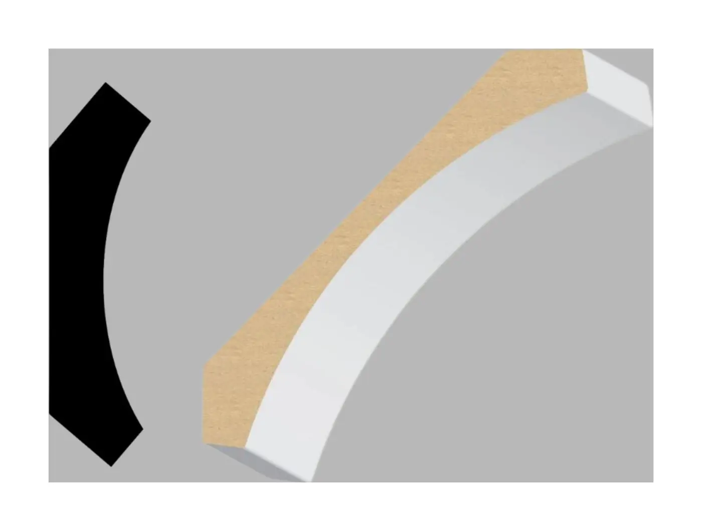 Crown, 4 1/4", primed pine, shown as a flat sample