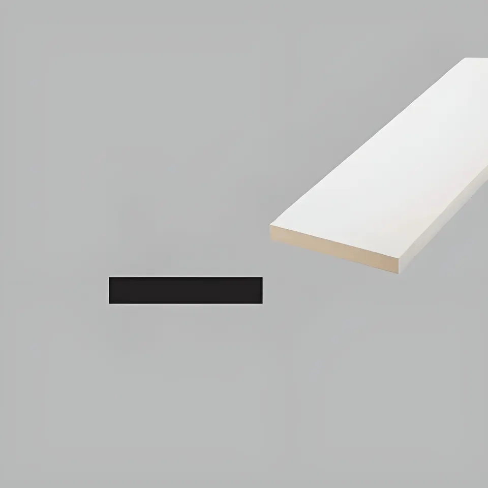 Rip moulding, 1 1/2", primed MDF, shown as a flat sample